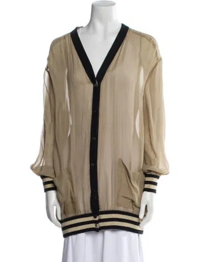 Pre-owned Brunello Cucinelli Silk Striped Jacket In Neutral