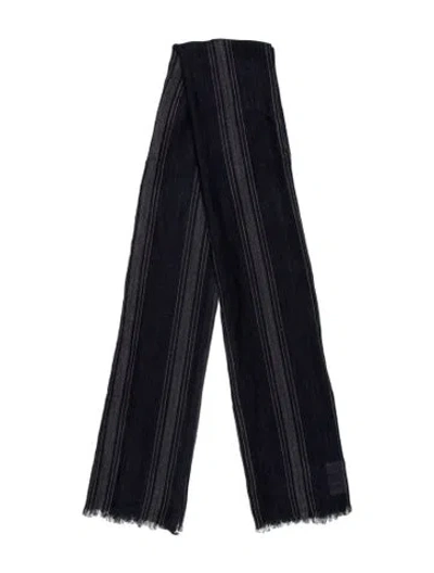 Pre-owned Brunello Cucinelli Silk Striped Scarf In Blue