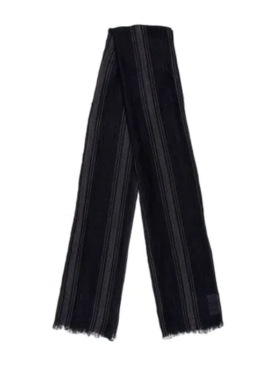 Pre-owned Brunello Cucinelli Silk Striped Scarf In Blue