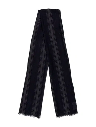 Pre-owned Brunello Cucinelli Silk Striped Scarf In Blue