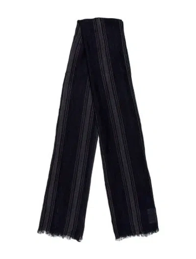 Pre-owned Brunello Cucinelli Silk Striped Scarf In Blue