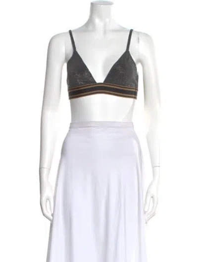 Pre-owned Brunello Cucinelli Silk Striped Sports Bra W/ Tags In Gray