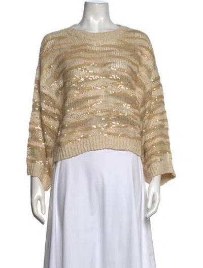 Pre-owned Brunello Cucinelli Silk Striped Sweater In Brown/neutrals