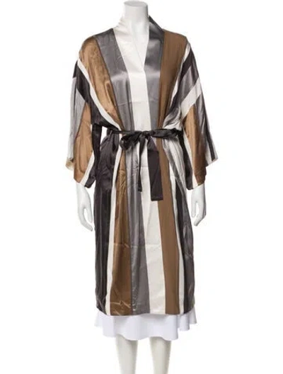 Pre-owned Brunello Cucinelli Silk Striped Sweater In Gray