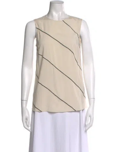 Pre-owned Brunello Cucinelli Silk Striped Top In Neutral