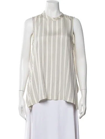 Pre-owned Brunello Cucinelli Silk Striped Top In Neutral