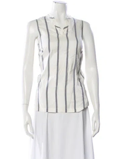 Pre-owned Brunello Cucinelli Silk Striped Top W/ Tags In Neutral