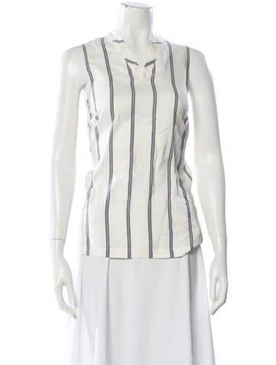 Pre-owned Brunello Cucinelli Silk Striped Top W/ Tags In Neutral