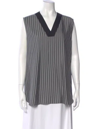 Pre-owned Brunello Cucinelli Silk Striped Top In White