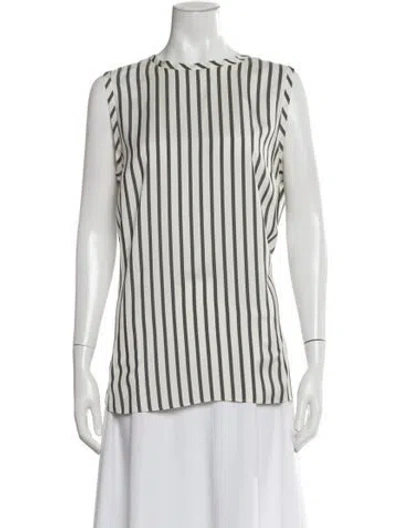Pre-owned Brunello Cucinelli Silk Striped Top In White