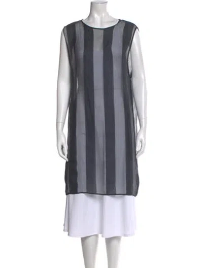 Pre-owned Brunello Cucinelli Silk Striped Tunic In Gray