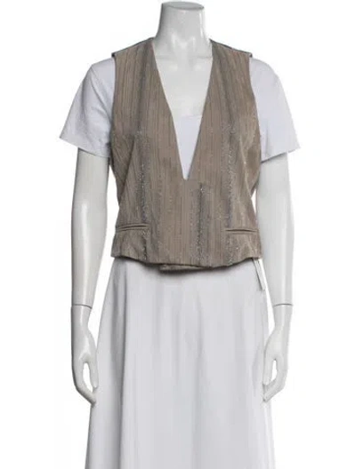 Pre-owned Brunello Cucinelli Silk Striped Vest In Metallic/neutrals