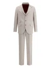 Brunello Cucinelli Tailored Silk Suit With Belt Loops In Nude