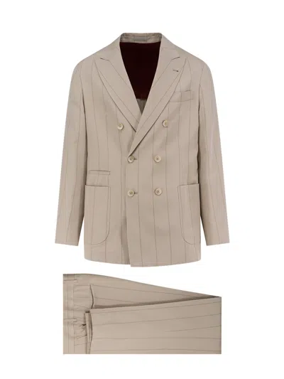 BRUNELLO CUCINELLI SILK SUIT WITH PINSTRIPE MOTIF