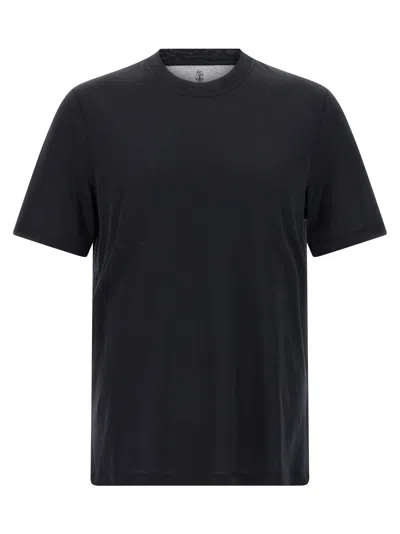 BRUNELLO CUCINELLI SILK T-SHIRT BLACK
