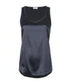 Brunello Cucinelli Silk Tank Top In Blue