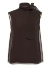 Brunello Cucinelli Pussybow Top With Monili In Brown