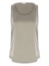 Brunello Cucinelli Reversible Stretch Silk Satin Top In Neutrals