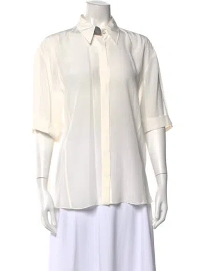 Pre-owned Brunello Cucinelli Silk Three-quarter Sleeve Blouse W/ Tags In Neutral