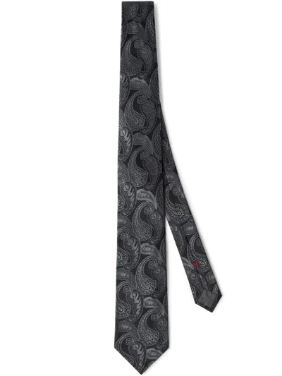 Brunello Cucinelli Silk Tie In Grey