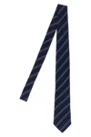 Brunello Cucinelli Slim Textured Silk Tie With Diagonal Stripes In Blue