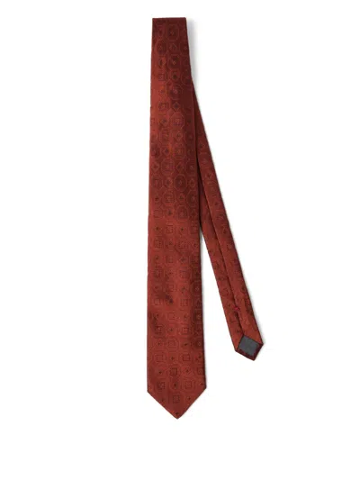 Brunello Cucinelli Silk Tie In Orange