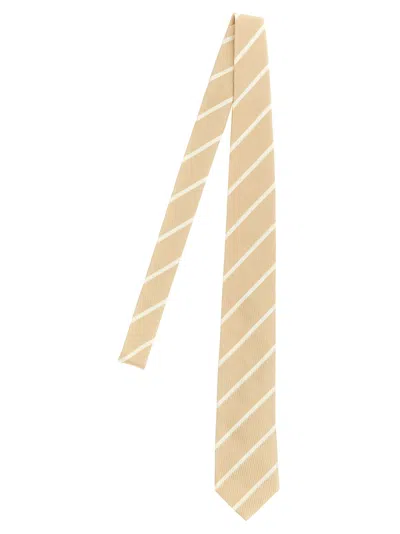 Brunello Cucinelli Silk Tie Ties And Papillon Beige In Neutral