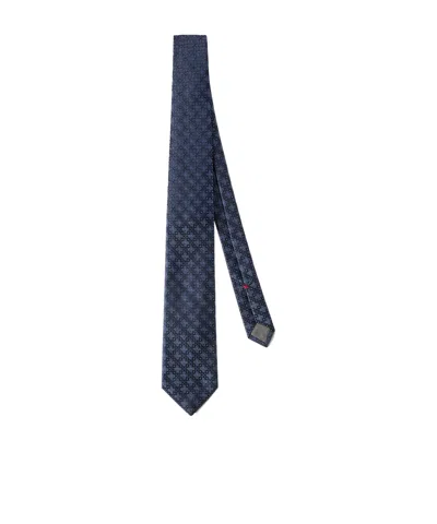 Brunello Cucinelli Silk Tie With Geometric Floral Pattern In Transparent