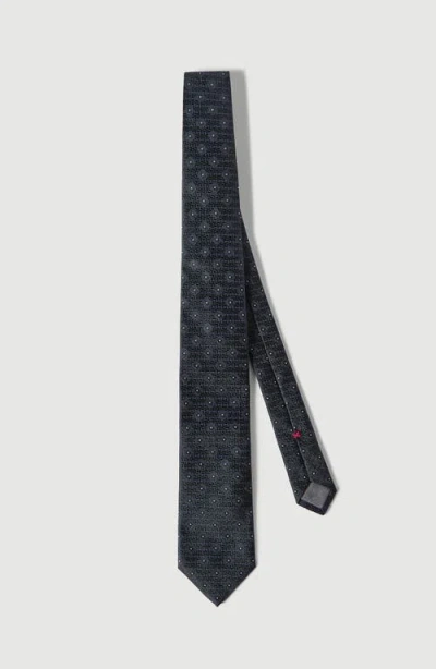 Brunello Cucinelli Silk Tie With Geometric Pattern In Green