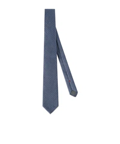 BRUNELLO CUCINELLI SILK TIE WITH GEOMETRIC PATTERN