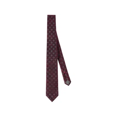 Brunello Cucinelli Silk Tie With Geometric Pattern In Red