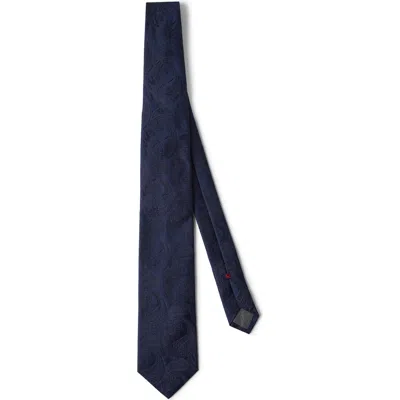 Brunello Cucinelli Silk Tie With Pattern In Blue