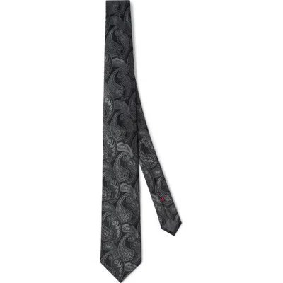 Brunello Cucinelli Silk Tie With Pattern In Medium Grey