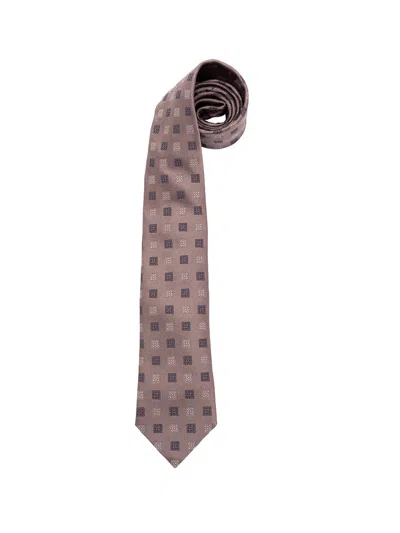 Brunello Cucinelli Silk Tie With Pattern In Brown