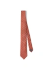 Brunello Cucinelli Silk Tie With Pattern In Orange