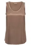 Brunello Cucinelli Brown Satin Reversible Top In Brown