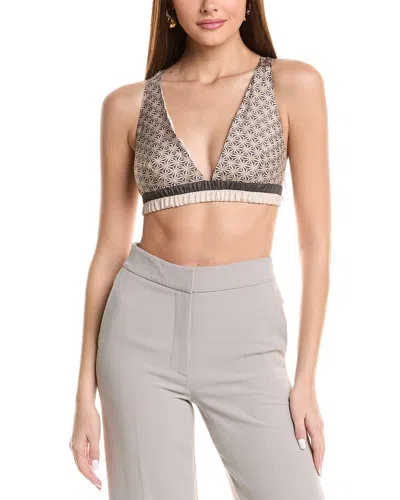 Brunello Cucinelli Silk Top In Gray