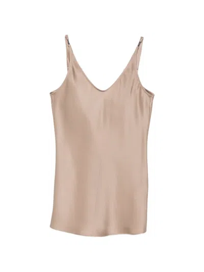 Brunello Cucinelli Silk Top In Gold