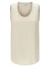 Brunello Cucinelli Stretch Silk Satin Top In Beige
