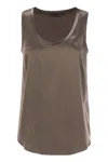 Brunello Cucinelli Women's Stretch Silk Satin Top In Brown