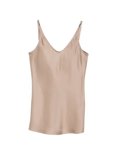 Brunello Cucinelli Silk Top In Neutral