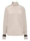 Brunello Cucinelli Turtle Neck Blouse In Neutral