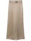 Brunello Cucinelli Silk Track Pants In Beige In Green