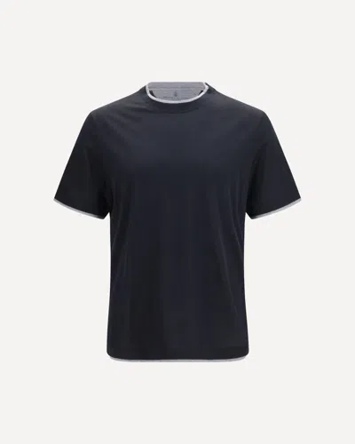 Brunello Cucinelli Silk T-shirt In Black