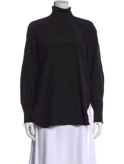 Pre-owned Brunello Cucinelli Silk Turtleneck Blouse In Black