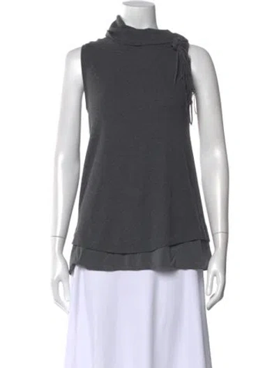 Pre-owned Brunello Cucinelli Silk Turtleneck Top In Gray
