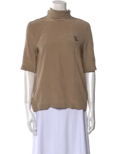 Pre-owned Brunello Cucinelli Silk Turtleneck Top In Neutral