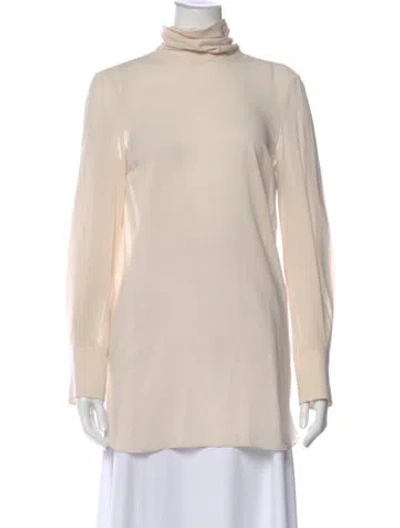 Pre-owned Brunello Cucinelli Silk Turtleneck Top In Neutral