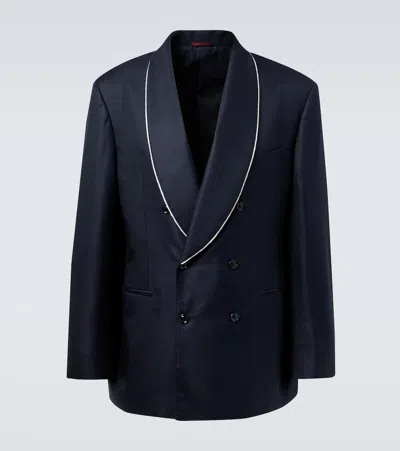 Brunello Cucinelli Silk Tuxedo Jacket In Blue