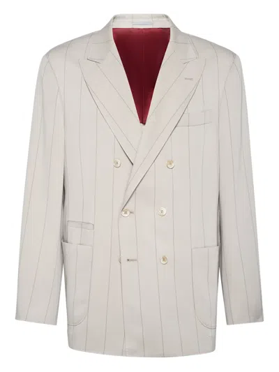 Brunello Cucinelli Blazer Aus Seidentwill In Gray